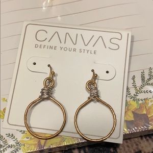 NWT! CANVAS two-tone silver/gold drop wrap hoops